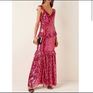 NWT Needle & Thread Scarlett Pink Sequin Gown
